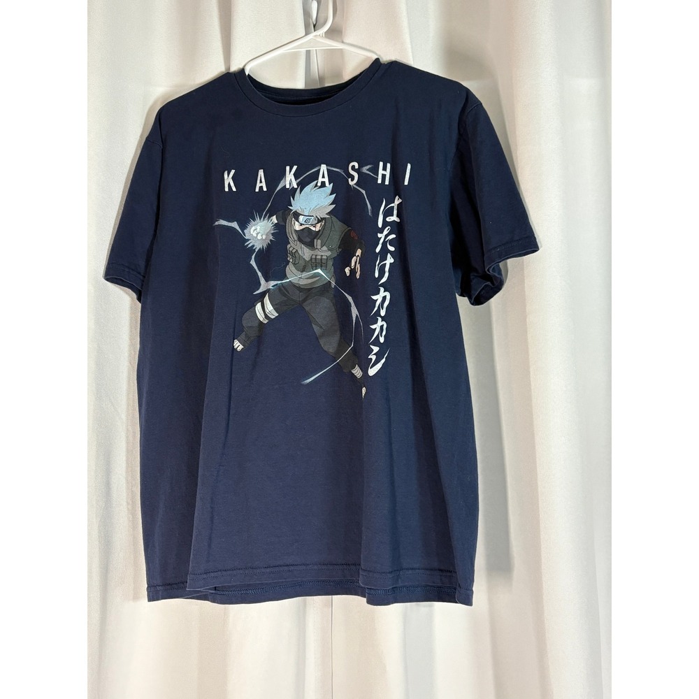 Naruto Shippuden Kakashi Hatake Graphic T-Shirt Navy Blue Men Large L MC0070